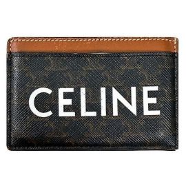 Céline Tarjetero Triomphe Triope en Canvas Tan Castaño