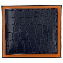Hermès Crocodile Wani Wallet Navy Blue