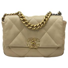 Chanel Borsa con patta Medium Beige Marrone