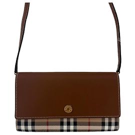 Burberry Bolsa transversal xadrez com alça removível Tan Marrom