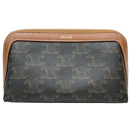 Céline Pouch cosmético pequeno em canvas Triomphe Multicor