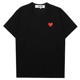 Comme Des Garcons T-Shirt mit rotem Herz-Patch Schwarz
