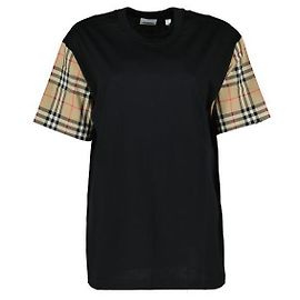 Burberry Camiseta oversized de algodón con mangas de cuadros Negro