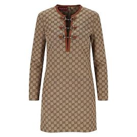 Gucci Horsebit Canvas Dress Brown