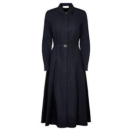 Tory Burch Plissiertes Baumwoll-Hemdkleid Blau
