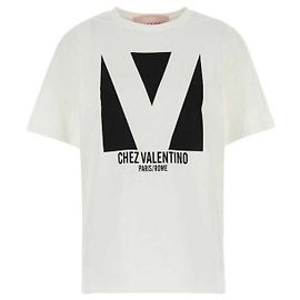 Valentino Camiseta de jersey de algodón estampada Blanco