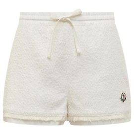 Moncler Short de algodão com patch de logotipo Branco