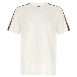 Burberry Baumwoll-T-Shirt mit Karoe-Besatz Weiß