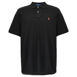 Ralph Lauren Mesh-Kurzarm-Poloshirt mit besticktem Pony-Logo Schwarz