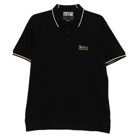 Versace Polo-T-Shirt aus Baumwoll-Piqué Schwarz