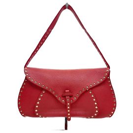 Céline Mini borsa a tracolla con borchie Rosso