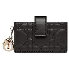 Dior Lady Jasmine Card Holder Black Cannage Calfskin Black