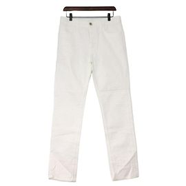 Prada White Back Logo Embossed Denim Men's Pants White