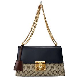 Gucci Borsa a tracolla con catena e lucchetto Nero