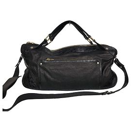 Céline Bolsa de ombro em couro para mulheres Preto