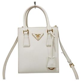Prada Bolsa de ombro Tote em couro Saffiano Branco