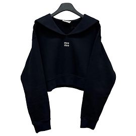 Miu Miu Kurzes Sweatshirt aus Baumwolle Silber