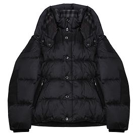Burberry Jaqueta acolchoada com capuz e patch de logotipo Preto