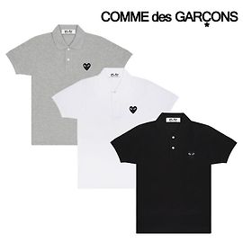 Comme Des Garcons Polo de manga curta com patch preto para mulher Prata
