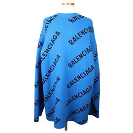 Balenciaga Multi Logo Strick Blau Blau