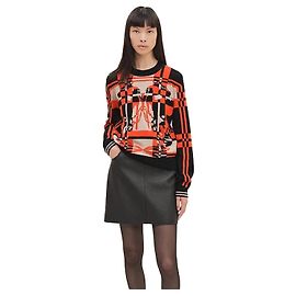 Hermès Langarm-Pullover Brides de Gala mit Tartan-Motiv Weiß