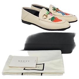 Gucci Mocassins com estampa de morango e detalhe de bico de cavalo Multicor