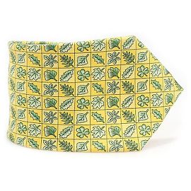 Hermès Gravata OA de seda com padrão de folhas amarelas Amarelo