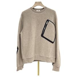Hermès Herrenpullover mit Lederpatch Orange