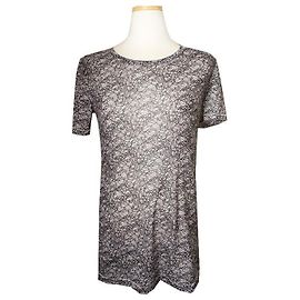Rag & Bone T-shirt en mélange de coton à imprimé maille noir et gris Marron