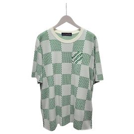 Louis Vuitton Crewneck-Strickpullover mit Damier-Ärmeln in Weiß-Grün Grün
