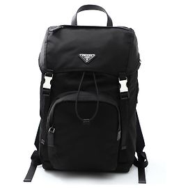 Prada Re-Nylon and Saffiano Leather Backpack Black