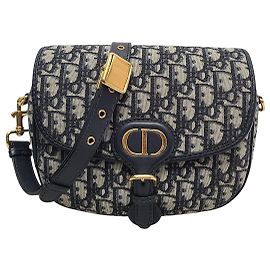 Dior Borsa Bobby Medium in Jacquard Oblique Blu Blu