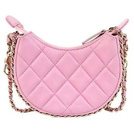 Chanel Mini bolsa transversal meia-lua em couro rosa Rosa
