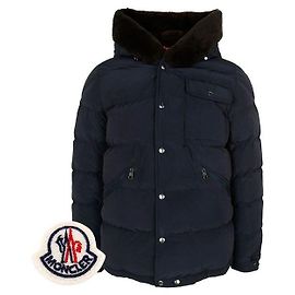 Moncler Navy Marcelette Teddy Trimmed Goose Down Jacket Black