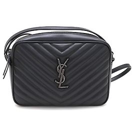 Saint Laurent Bolsa Lou Camera e Crossbody Monogram Prateado Acolchoado Preto