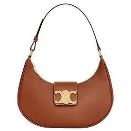 Céline Bolsa Aby Trionf Medium em couro de bezerro liso Tan Marrom