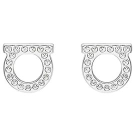 Salvatore Ferragamo Orecchini Gancini Stud Crystal Argento