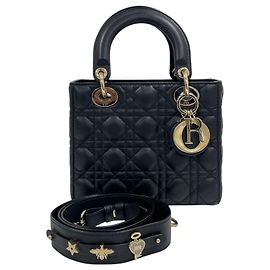 Borsa Tote e Borsa a Spalla Black Lady Dior ABC Small Gold-Tone Nero