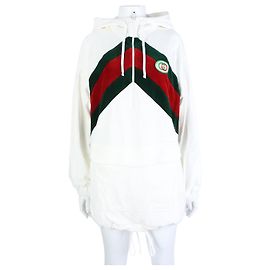 Gucci Kapuzenjacke mit Reißverschluss und langen Ärmeln Weiß