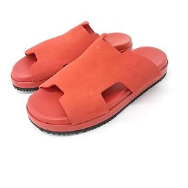 Hermès Hermes Suede Slippers Red
