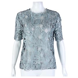 Valentino Transparent Spitze Kurzarm Blau