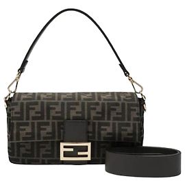 Fendi Borsa Baguette FF Jacquard Marrone