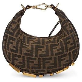 Fendi Mini bolsa hobo em jacquard Graphy FF Marrom