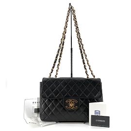 Chanel Big CC Logo Classic Lambskin Large Shoulder Bag Black