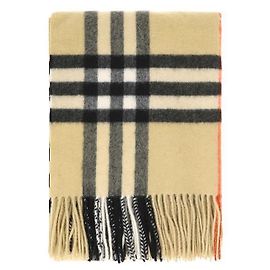 Burberry Sciarpa larga in cashmere a quadri con frange D'oro