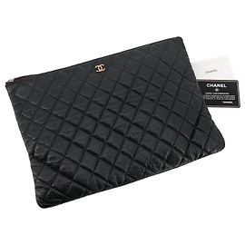 Chanel Classic Caviar Gold Clutch Large Black