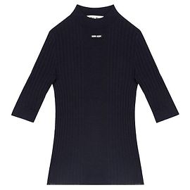 Miu Miu Strick-Polo aus Rippstrick-Wolle für Damen Schwarz