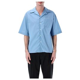 Marni Camicia bowling in popeline con dettaglio logo Blu