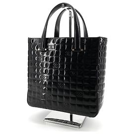 Chanel Patent Chocolate Bar Tote Bag Schwarz