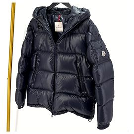 Moncler Hooded Down Jacket Navy Blue